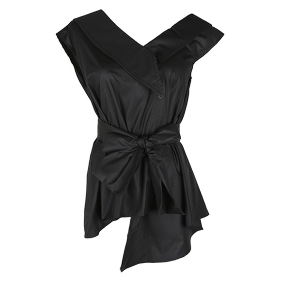 💜 Black Versatile One Shoulder Top - Picture 2 of 8